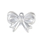 CCB Plastic Pendants, Bowknot, Platinum, 24.5x32.5x7.5mm, Hole: 3mm