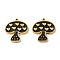 Ion Plating(IP) 304 Stainless Steel Enamel Charms, Real 18K Gold Plated, Mushroom with Heart Charm, Black, 13x12.5x1.5mm, Hole: 1mm