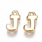 Brass Charms, Letter, Nickel Free, Real 18K Gold Plated, Letter.J, 8.5x5x1.5mm, Hole: 0.8mm