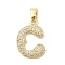 Brass Micro Pave Cubic Zirconia Pendants, Letter, Real 18K Gold Plated, Letter C, 19x13.5x3mm, Hole: 4.8x2.9mm