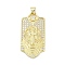 Brass Micro Pave Cubic Zirconia Pendants, Saint Benedict, Lead Free & Cadmium Free, Long-Lasting Plated, Rack Plating, Real 18K Gold Plated, 35.5x18x2.5mm, Hole: 4.5x3.5mm