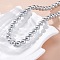 8mm Shell Pearl Round Beaded Necklaces, with 304 Stainless Steel End Chains, Stainless Steel Color, 16.69 inch(42.4cm)