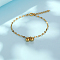 Stainless Steel Round Charm Bracelets, Coffee Bean Chain Bracelets with Lobster Claw Clasp for Women, Real 18K Gold Plated, 6-3/4 inch(17cm)
