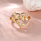Heart with Flower Hollow Out Brass Finger Rings, Golden & Rose Gold, Letter N, Inner Diameter: 17mm