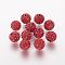 Polymer Clay Rhinestone Beads, Grade A, Round, Pave Disco Ball Beads, Light Siam, 8x7.5mm, Hole: 1.5~1.8mm