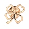 Hollow Clover Zinc Alloy Brooch for Women Dress Shawl, Light Gold, 21x17x12mm, Pin: 1.2mm