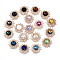 Resin Rhinestone Cabochons,  with Brass Findings, Flower, Mixed Color, Rose Gold, 22~23x6~8mm