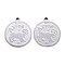 Non-Tarnish 201 Stainless Steel Pendants, Flat Round with Twelve Constellation, Laser Cut, Stainless Steel Color, Aries, 25x22x1.5mm, Hole: 2mm