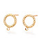 Brass Stud Earring Findings, Long-Lasting Plated, Ring, Nickel Free, Real 18K Gold Plated, 11x9mm, Hole: 1.2mm, Pin: 0.8mm