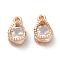Teardrop Alloy Charms, with Cubic Zirconia, Light Gold, 13x8x6mm, Hole: 1mm
