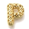 Brass Pendants, Hollow Letter Charms, Rack Plating, Long-Lasting Plated, Cadmium Free & Lead Free, Letter P, 22.5x17x8.5mm, Hole: 5x2.7mm