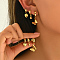 3 Pairs Heart & Butterfly 201 Stainless Steel Earring Sets, Golden, 9~12x6~14mm