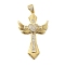 Brass Micro Pave Cubic Zirconia Pendants, Cross, Rack Plating, Long-Lasting Plated, Lead Free & Cadmium Free, Real 18K Gold Plated, 46x27.5x4.5mm, Hole: 5x3mm