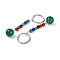 Natural Malachite Round Beaded Keychain, with Iron Rings, 95~96mm