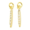 Leaf Rack Plating Brass Micro Pave Cubic Zirconia Pendants, Lead Free & Cadmium Free, Real 18K Gold Plated, 16x3x2mm, Hole: 3mm