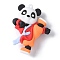 PVC Plastic Big Pendants, Kongfung Panda, Orange, 55.5x43.5x16.5mm, Hole: 2mm