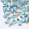 Transparent Glass Pendants, with Brass Findings, Faceted, Teardrop, Light Gold, Aqua, 18.5x8.5x6mm, Hole: 1mm