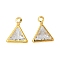 Brass Micro Pave Cubic Zirconia Charms, Cadmium Free & Lead Free, Triangle, 9.5x7.5x3mm, Hole: 1mm