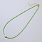 Imitation Pearl & Glass Beaded Necklaces for Women, Elegant Jewelry for Collarbone, Green Yellow