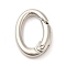 Rack Plating Brass Spring Gate Rings, Oval, Lead Free & Cadmium Free, Long-Lasting Plated, Platinum, 22x15x5mm