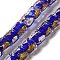 Handmade Gold Foil and Silver Foil Lampwork Beads, Square, Blue, 10x10x5.5mm, Hole: 1.2mm