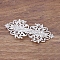 Brass Filigree Hair Barrette, Hollow out, with Iron Findings, Flower, Silver Color Plated, 94x34mm