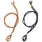 2Pcs 2 Colors Adjustable Braided Waxed Cord Macrame Pouch Necklace Making, Interchangeable Stone, with Wood Beads & Alloy Pipe Beads, Black & Coffee, Mixed Color, 17-3/8~18-1/2 inch(44~47cm), 1pc/color