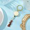 Gemstone Keychain, with 
Alloy Badge Reels and Brass Keychain Clasp, Flat Round, 107mm