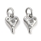 Brass Micro Pave Cubic Zirconia Charms, Cadmium Free & Nickel Free & Lead Free, with Jump Ring, Heart, Platinum, Clear, 10x6.5x2.5mm, Hole: 3mm