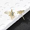 Star Brass Micro Pave Cubic Zirconia Ear Studs, Long-Lasting Plated, Lead Free & Cadmium Free, Rack Plating, Real 18K Gold Plated, 13.5x10mm