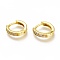 Brass Micro Pave Clear Cubic Zirconia Huggie Hoop Earrings, Long-Lasting Plated, Ring, Golden, 11.5x12.5x2.7mm, Pin: 1x0.8mm