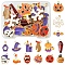 30Pcs 15 Styles Alloy Enamel Pendants, Halloween Theme, Light Gold, Mixed Shapes, Mixed Color, 11~25.5x11~20x1.5~3mm, Hole: 1~1.8mm, 2pcs/style