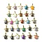 Natural & Synthetic Mixed Gemstone Pendants, Teardrop Charms with Golden Tone Brass Wings, Rack Plating, Cadmium Free & Lead Free, Mixed Dyed and Undyed, 22.5x24.5x9mm, Hole: 7.5x4.5mm