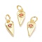 Brass Micro Pave Cubic Zirconia Pendants, with Jump Ring, Heart with Eye, Real 18K Gold Plated, Light Salmon, 12x5.5x2.3mm, Jump Rings: 5x0.8mm, Inner Diameter: 3mm