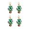 Christmas Trees Glass Pendants, with Glass Seed Beads & Natural Grade AB Tiger Eye Round Beads & Brass Beads, Colorful, 28~29x13.5mm, Hole: 3x2.5mm