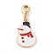 Christmas Themed Alloy Enamel Pendants, with Brass Lobster Claw Clasps, Snowman, Colorful, 37.5mm