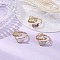 3Pcs Natural Amethyst & Green Aventurine & Rose Quartz Finger Rings, Brass Wire Wrapped Open Cuff Rings, Light Gold, Inner Diameter: 18.5~19mm