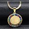 Colorful Rhinestone Saint Benedict Pendant Necklaces, with 201 Stainless Steel Flat Snake Chains, Golden, 16.61 inch(42.2cm)