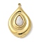 Natural Quartz Crystal Pendants, 304 Stainless Steel Rock Crystal Teardrop Charms, Real 18K Gold Plated, 28~28.5x18~18.5x6~6.5mm, Hole: 1.4mm