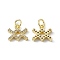 Real 18K Gold Plated Brass Micro Pave Clear Cubic Zirconia Charms, Cadmium Free & Nickel Free & Lead Free, with Jump Ring, Constellation Charms, Aquarius, 10x11x2.5mm, Hole: 3.4mm
