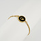 Flat Round with Letter Pattern 304 Stainless Steel Link Bracelets, Figaro Chains Bracelets for Women, with Shell, Gold, Letter Q, 7-1/2 inch(19cm)