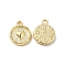 Rack Plating Alloy Charms, Cadmium Free & Lead Free, Flat Round with Heart Sign, Light Gold, 15x12x3mm, Hole: 1.6mm