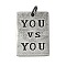 304 Stainless Steel Pendants, with Jump Ring, Rectangle with Word You Vs You Charm, Antique Silver, 32.5x22.5x1.5mm, Hole: 5.5mm
