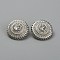 1-Hole Alloy Button, with Rhinestone, Flat Round, Platinum, 20x10.5mm, Hole: 2mm