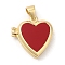 Synthetic Turquoise Dyed Locket Pendants, Rack Plating Real 18K Gold Plated Brass Heart Charms, Long-Lasting Plated, Lead Free & Cadmium Free, 18.5x17x5mm, Hole: 4x3.5mm