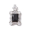 Brass Micro Pave Cubic Zirconia Pendants, Cadmium Free & Nickel Free & Lead Free, wiht Glass, Rectangle, Black, 25mm, Hole: 4x1mm