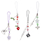 Glass Beads Mobile Straps, Alloy & Resin & Lampwork Charm and Nylon Cord Mobile Accessories Decoration, Injection Syringe & Dice & Horse & Heart with Wing, Mixed Color, 10.8~15.3cm, 4pcs/set