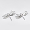 Brass Filigree Joiners Links, with Crystal Rhinestone, Cadmium Free & Nickel Free & Lead Free, Dragonfly, Platinum, 24.5x36x8.5mm, Hole: 1mm