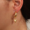 Vintage Stainless Steel C-shaped with Heart Dangle Stud Earrings, Golden, 30x15mm