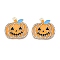 Halloween Theme Rack Plating Alloy Enamel Pendants, with Rhinestone, Cadmium Free & Lead Free, Light Gold, Pumpkin Charm, Orange, 25.5x26.5x2.5mm, Hole: 2mm